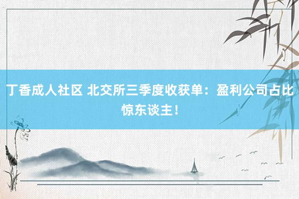 丁香成人社区 北交所三季度收获单：盈利公司占比惊东谈主！