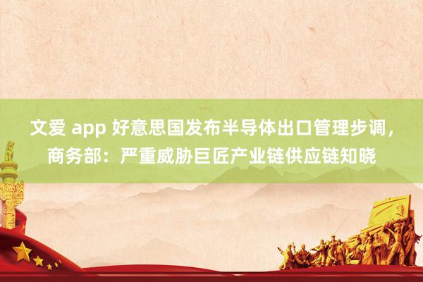 文爱 app 好意思国发布半导体出口管理步调，商务部：严重威胁巨匠产业链供应链知晓
