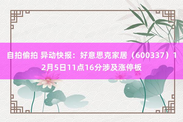 自拍偷拍 异动快报：好意思克家居（600337）12月5日11点16分涉及涨停板