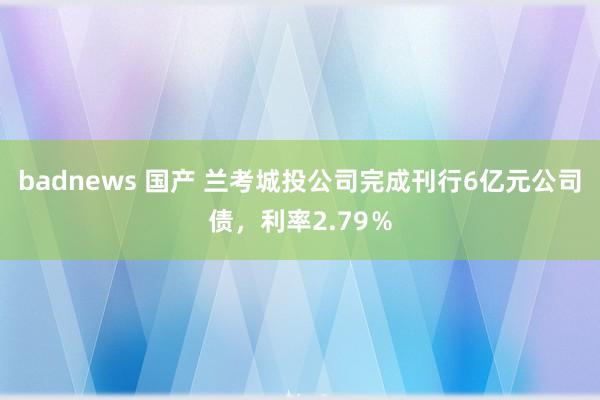badnews 国产 兰考城投公司完成刊行6亿元公司债，利率2.79％
