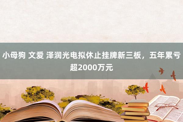 小母狗 文爱 泽润光电拟休止挂牌新三板，五年累亏超2000万元