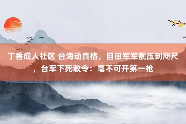 丁香成人社区 台海动真格，目田军军舰压到咫尺，台军下死敕令：毫不可开第一枪