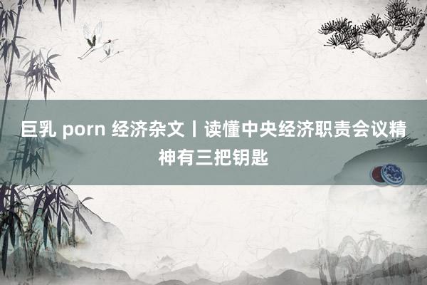 巨乳 porn 经济杂文丨读懂中央经济职责会议精神有三把钥匙