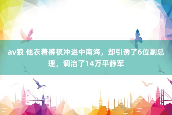 av狼 他衣着裤衩冲进中南海，却引诱了6位副总理，调治了14万平静军