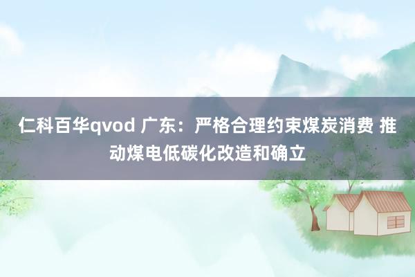 仁科百华qvod 广东：严格合理约束煤炭消费 推动煤电低碳化改造和确立