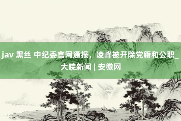 jav 黑丝 中纪委官网通报，凌峰被开除党籍和公职_大皖新闻 | 安徽网