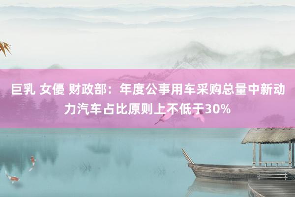 巨乳 女優 财政部：年度公事用车采购总量中新动力汽车占比原则上不低于30%