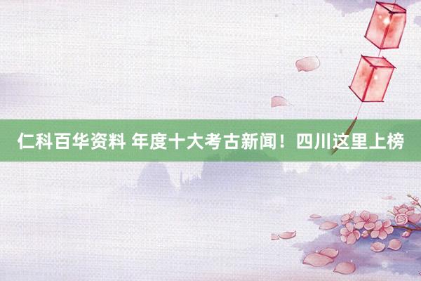 仁科百华资料 年度十大考古新闻！四川这里上榜