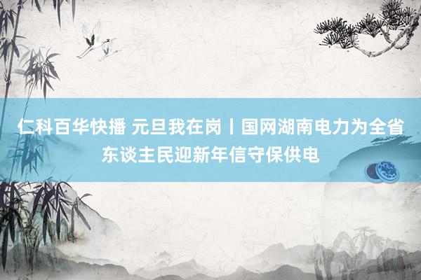 仁科百华快播 元旦我在岗丨国网湖南电力为全省东谈主民迎新年信守保供电
