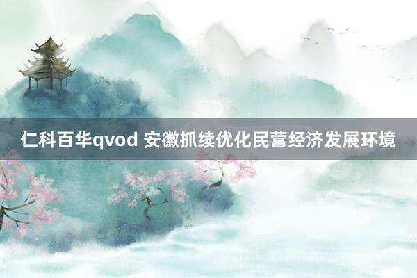 仁科百华qvod 安徽抓续优化民营经济发展环境