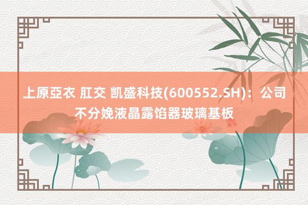 上原亞衣 肛交 凯盛科技(600552.SH)：公司不分娩液晶露馅器玻璃基板
