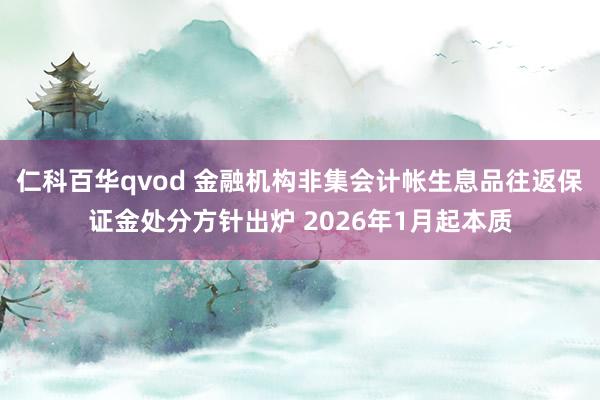 仁科百华qvod 金融机构非集会计帐生息品往返保证金处分方针出炉 2026年1月起本质
