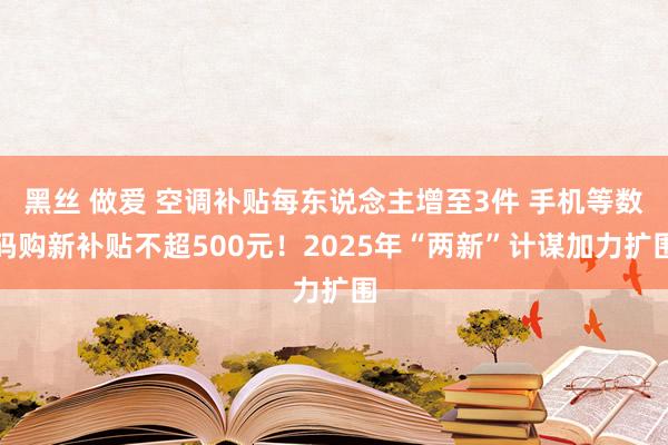 黑丝 做爱 空调补贴每东说念主增至3件 手机等数码购新补贴不超500元！2025年“两新”计谋加力扩围