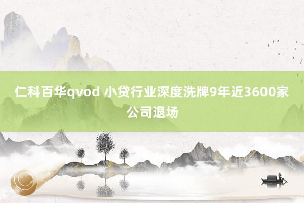 仁科百华qvod 小贷行业深度洗牌9年近3600家公司退场