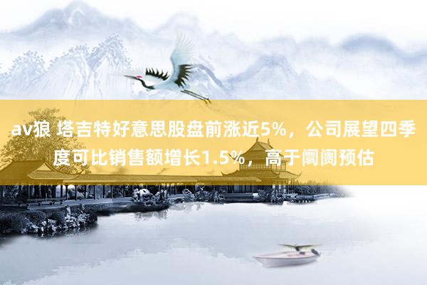 av狼 塔吉特好意思股盘前涨近5%，公司展望四季度可比销售额增长1.5%，高于阛阓预估