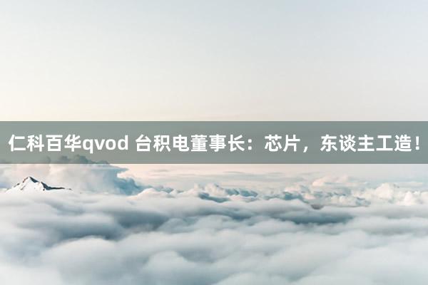 仁科百华qvod 台积电董事长：芯片，东谈主工造！
