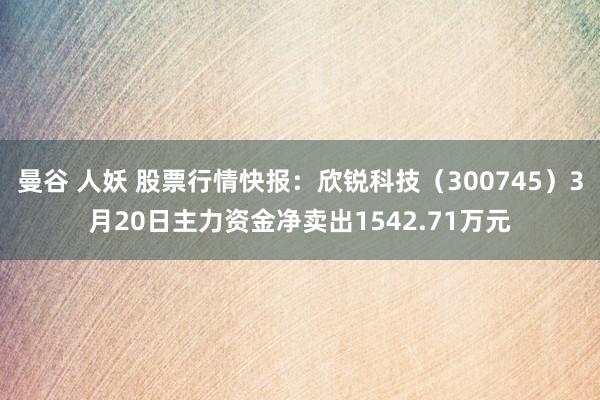 曼谷 人妖 股票行情快报：欣锐科技（300745）3月20日主力资金净卖出1542.71万元