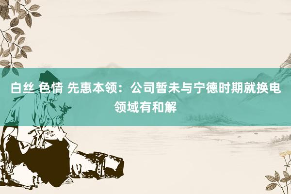 白丝 色情 先惠本领：公司暂未与宁德时期就换电领域有和解
