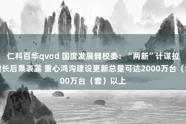 仁科百华qvod 国度发展雠校委：“两新”计谋拉动投资增长后果表露 重心鸿沟建设更新总量可达2000万台（套）以上