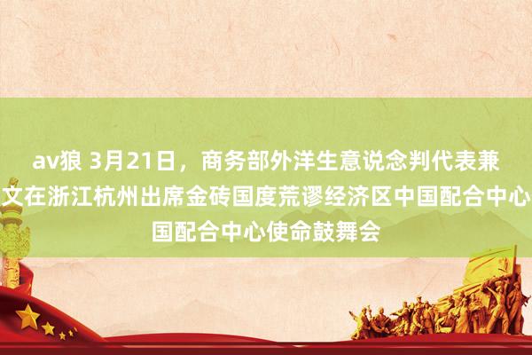 av狼 3月21日，商务部外洋生意说念判代表兼副部长王受文在浙江杭州出席金砖国度荒谬经济区中国配合中心使命鼓舞会
