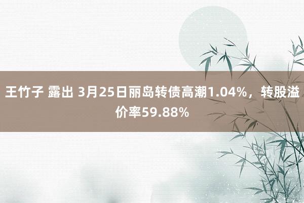 王竹子 露出 3月25日丽岛转债高潮1.04%，转股溢价率59.88%