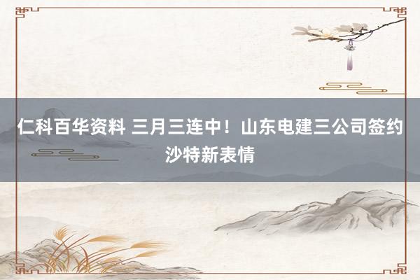 仁科百华资料 三月三连中！山东电建三公司签约沙特新表情