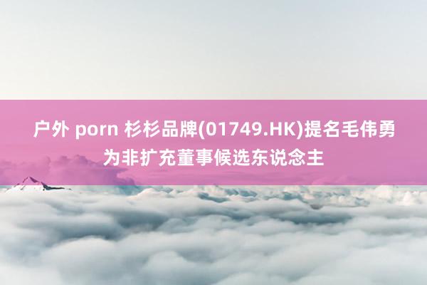 户外 porn 杉杉品牌(01749.HK)提名毛伟勇为非扩充董事候选东说念主