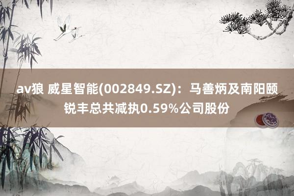av狼 威星智能(002849.SZ)：马善炳及南阳颐锐丰总共减执0.59%公司股份