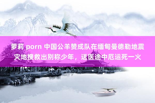 萝莉 porn 中国公羊赞成队在缅甸曼德勒地震灾地搜救出别称少年，送医途中厄运死一火