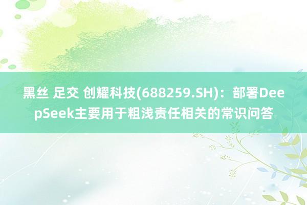 黑丝 足交 创耀科技(688259.SH)：部署DeepSeek主要用于粗浅责任相关的常识问答