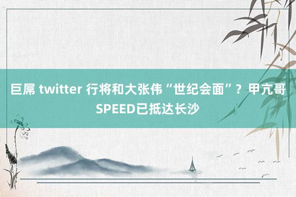 巨屌 twitter 行将和大张伟“世纪会面”？甲亢哥SPEED已抵达长沙