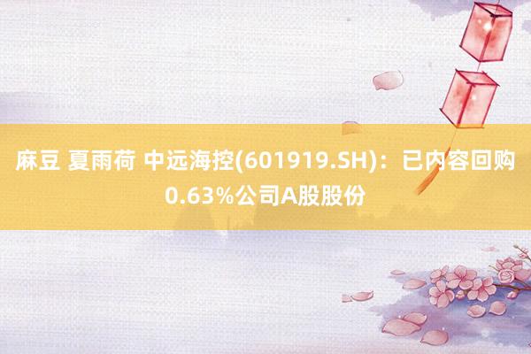 麻豆 夏雨荷 中远海控(601919.SH)：已内容回购0.63%公司A股股份