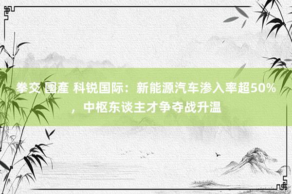 拳交 國產 科锐国际：新能源汽车渗入率超50%，中枢东谈主才争夺战升温